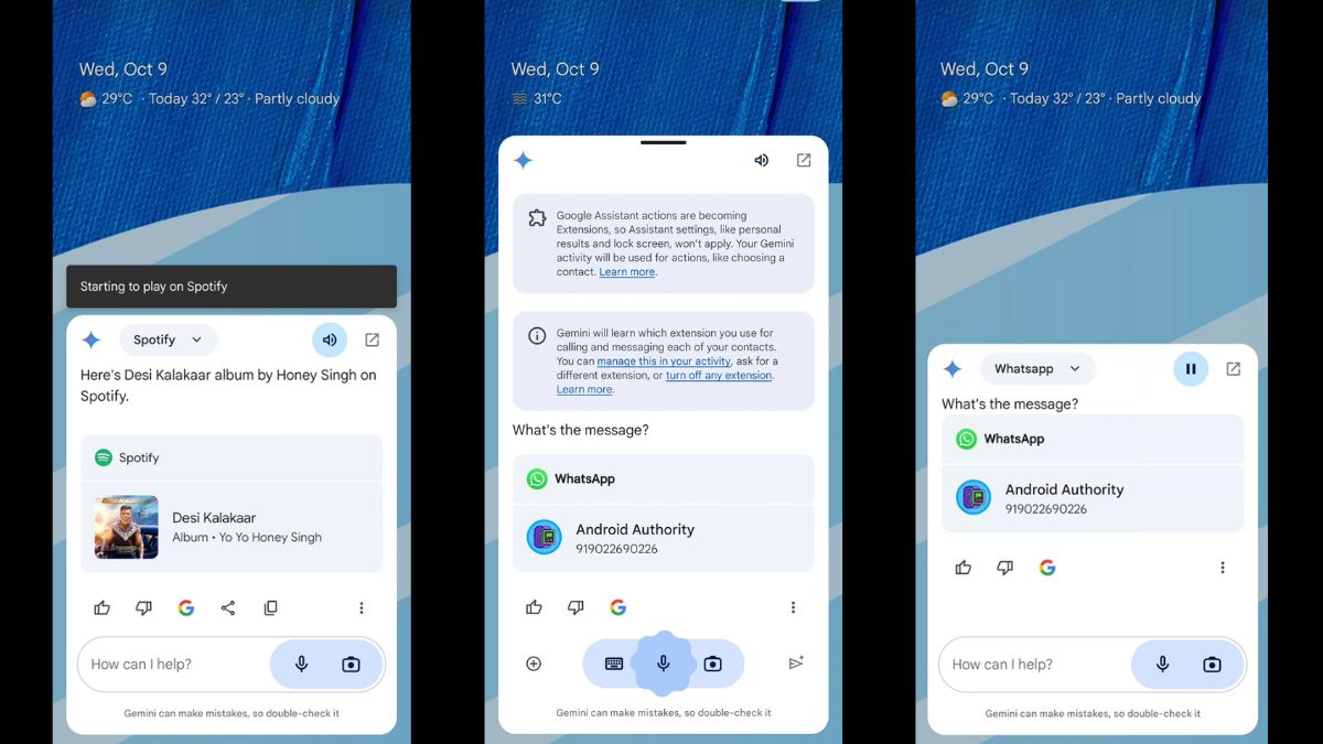 Gemini AI Assistant Reportedly Getting Support for WhatsApp and Spotify via Extensions